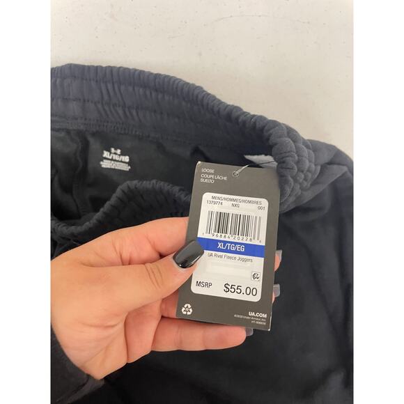 Under Armour Men's XL Black Rival Fleece Jogger Loose Fit Tapered Sweatpants NWT - Picture 5 of 11